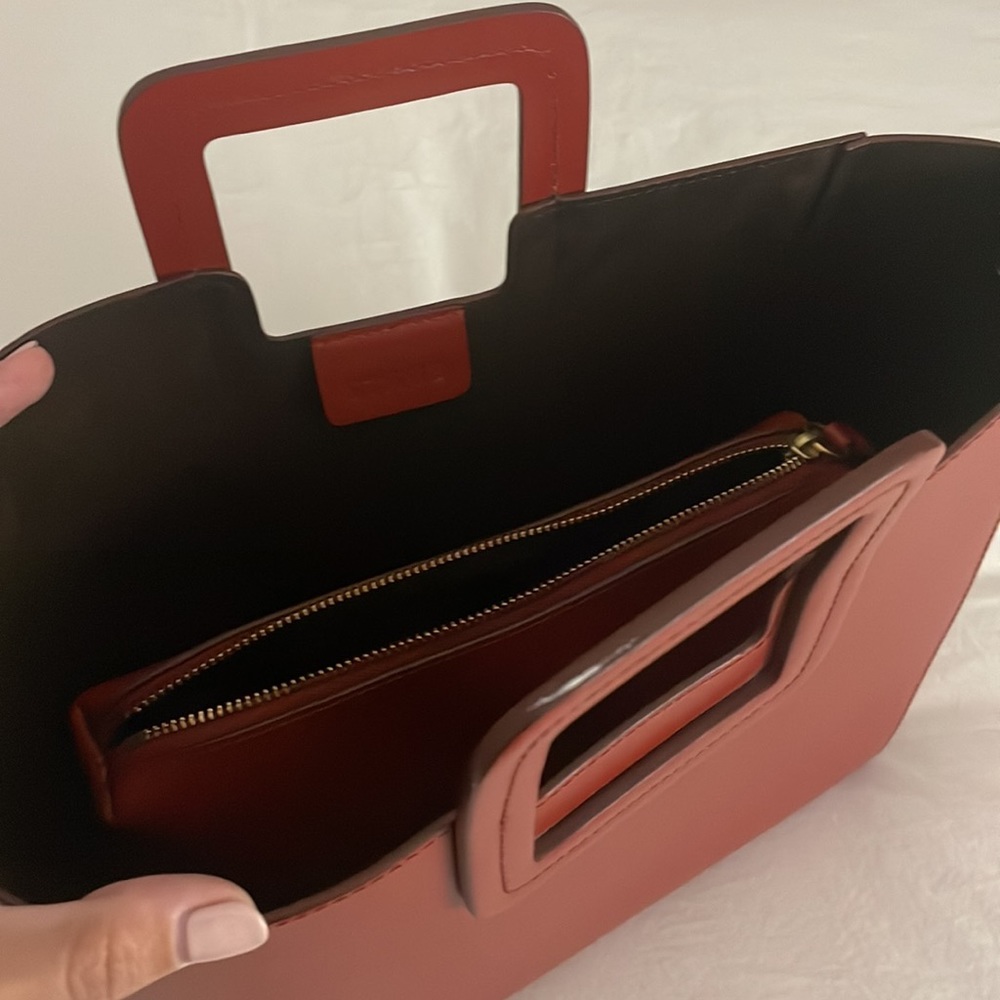 STAUD Red Square-Handle Leather Tote with Pouch - Picture 3 of 5